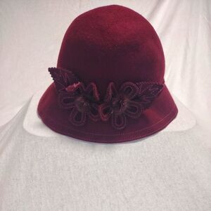 Scala Collezione Knit 1920's Style Cloche Hat| Wine Color| One Size| 100% Wool